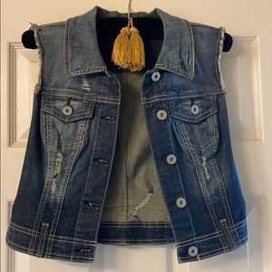 G By Guess distressed denim vest